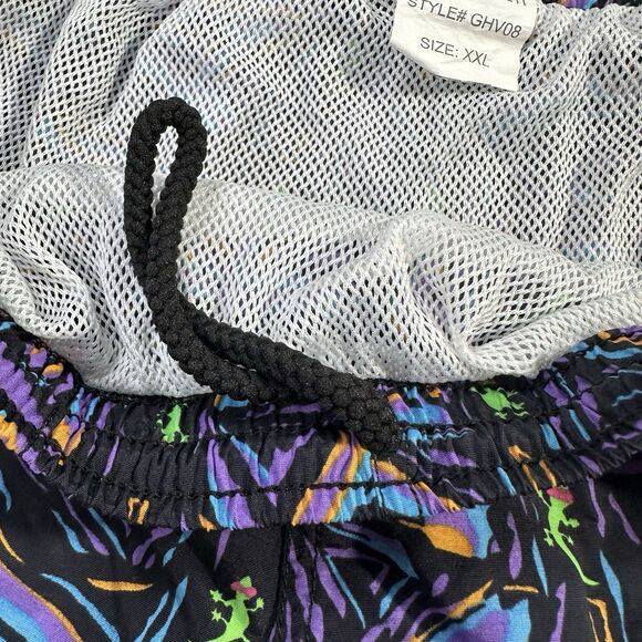 Gecko Hawaii Men’s XXL Swim Trunks Vintage 90s Mesh Liner All Over Print - Picture 4 of 13